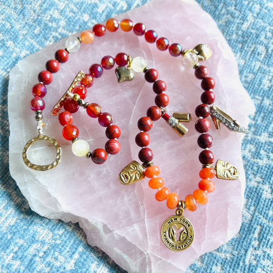 Vintage New York City Beaded Charm Necklace