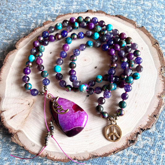 Moon Enlightenment 108 Beads Mala Necklace