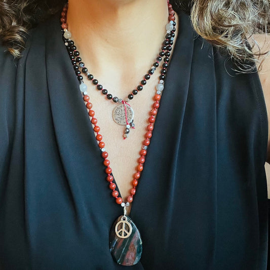 Peaceful Warrior 108 Beads Mala Necklace