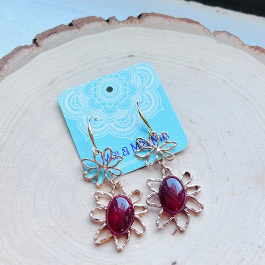Handmade Carnelian Daisy Earrings