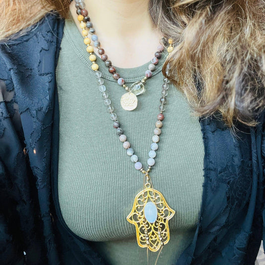 Divine Peace 108 Beads Mala Necklace - Mala Mia NYC