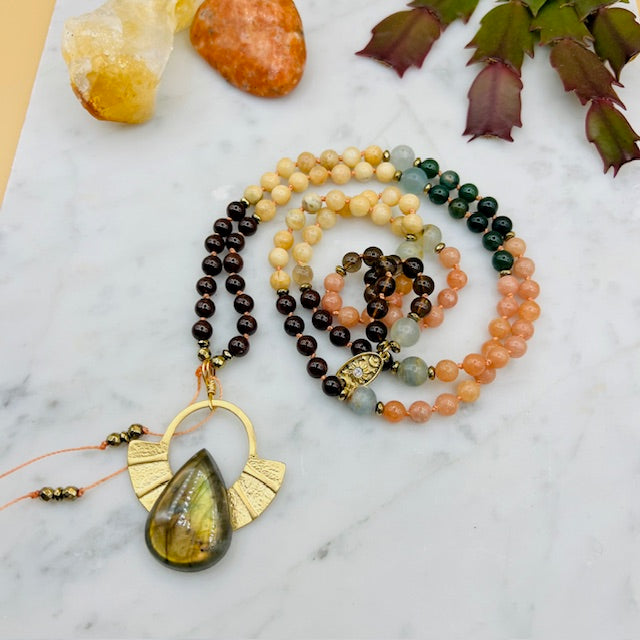 Sacred Sunrise 108 Beads Mala Necklace