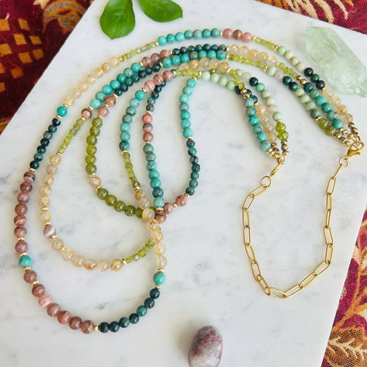 Clear Vision Triple Strand Convertible Mala Necklace - Mala Mia NYC