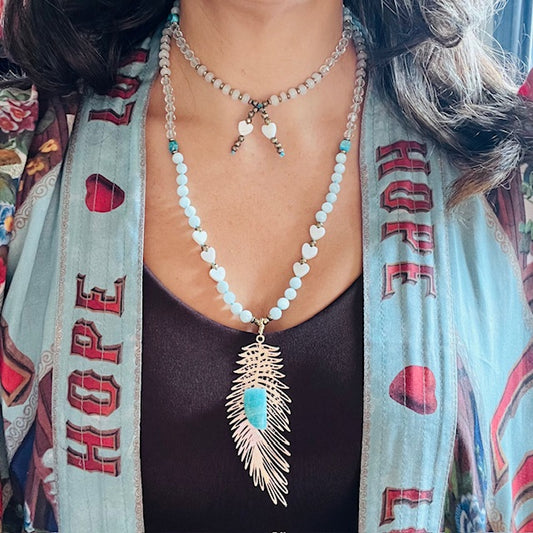 Sacred Feathers 108 Beads Mala Necklace