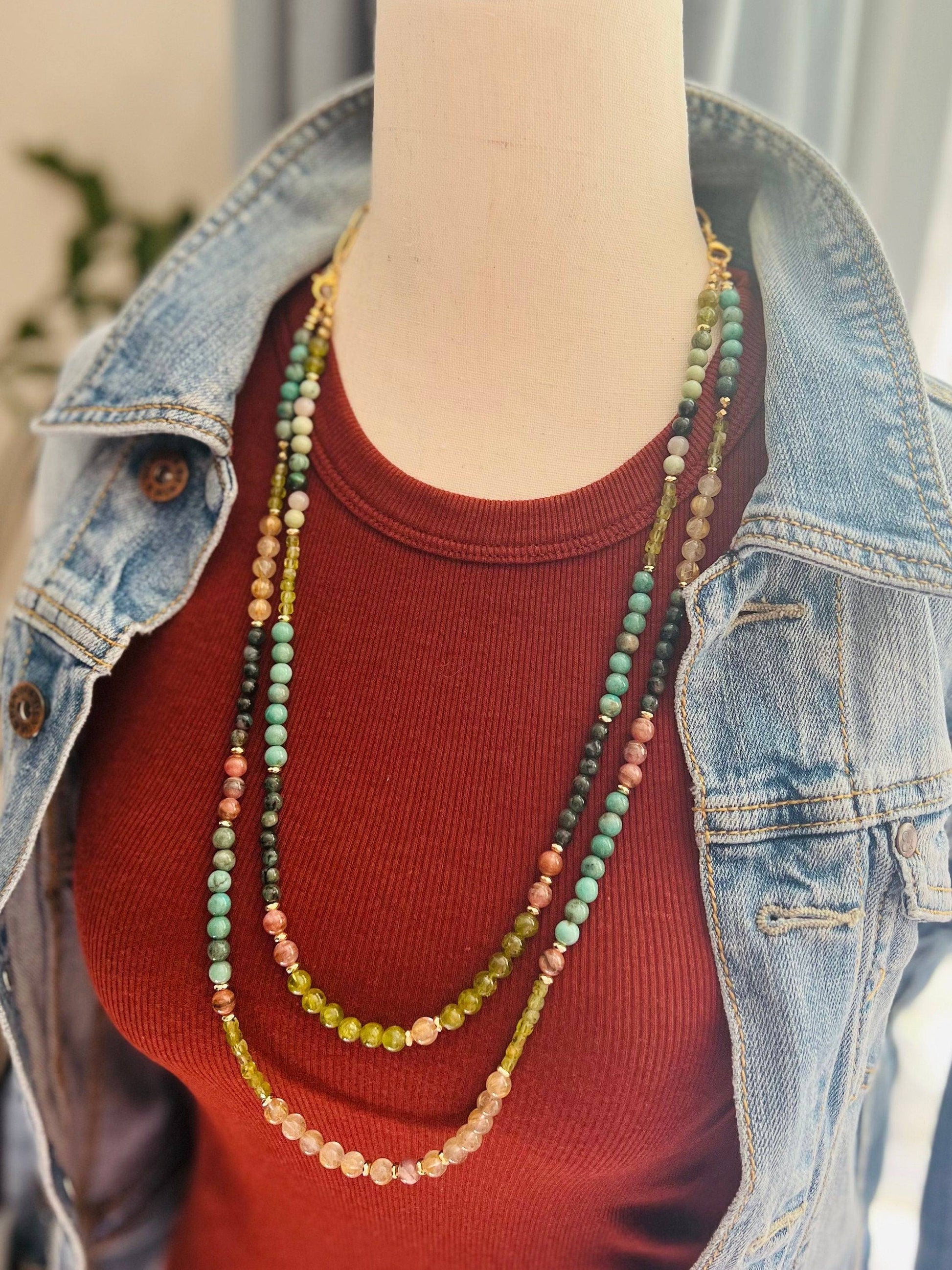 Clear Vision Triple Strand Convertible Mala Necklace - Mala Mia NYC