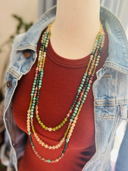 Clear Vision Triple Strand Convertible Mala Necklace - Mala Mia NYC
